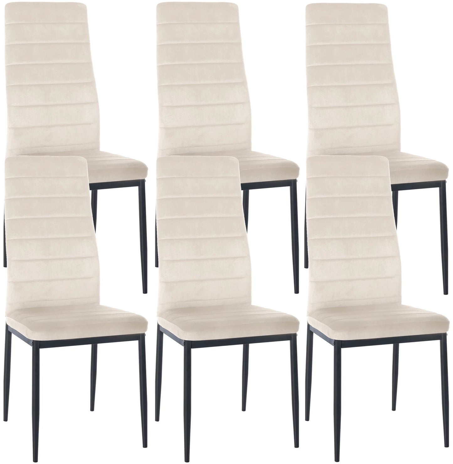 In And OutdoorMatch Eetkamerstoelen Cleve - Crème - Set van 6 - Fluweel - Hoogwaardige bekleding - Luxe eetkamerstoelen - Stijlvolle uitstraling Eetkamerstoel