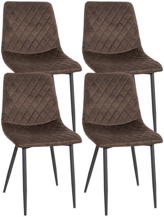 In And OutdoorMatch Eetkamerstoelen Cristen - Bruin - Set van 4 - Fluweel - Hoogwaardige bekleding - Luxe eetkamerstoelen - Stijlvolle uitstraling Eetkamerstoel