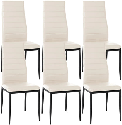 In And OutdoorMatch Eetkamerstoelen Damion - Creme - Set van 6 - Kunstleer - Hoogwaardige bekleding - Luxe eetkamerstoelen - Stijlvolle uitstraling Eetkamerstoel