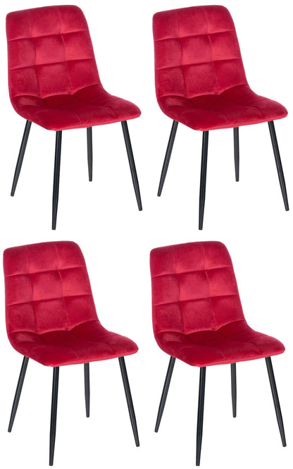 In And OutdoorMatch Eetkamerstoelen Deeann - Rood - Set van 4 - Fluweel - Hoogwaardige bekleding - Opvallende eetkamerstoel - Stijlvolle eetkamerstoel - Gezellige uitstraling Eetkamerstoel