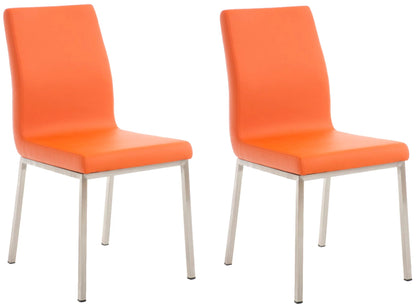 In And OutdoorMatch Eetkamerstoelen Ervin - Oranje en Metaal - Set van 2 - Kunstleer - Hoogwaardige bekleding - Klassieke eetkamerstoel - Minimalistische look Eetkamerstoel