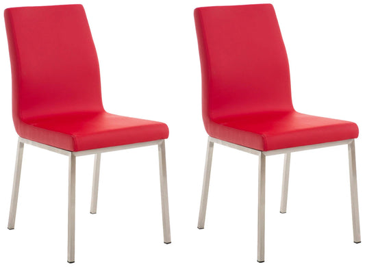 In And OutdoorMatch Eetkamerstoelen Fredric - Rood en Metaal - Set van 2 - Kunstleer - Hoogwaardige bekleding - Klassieke eetkamerstoel - Minimalistische look Eetkamerstoel