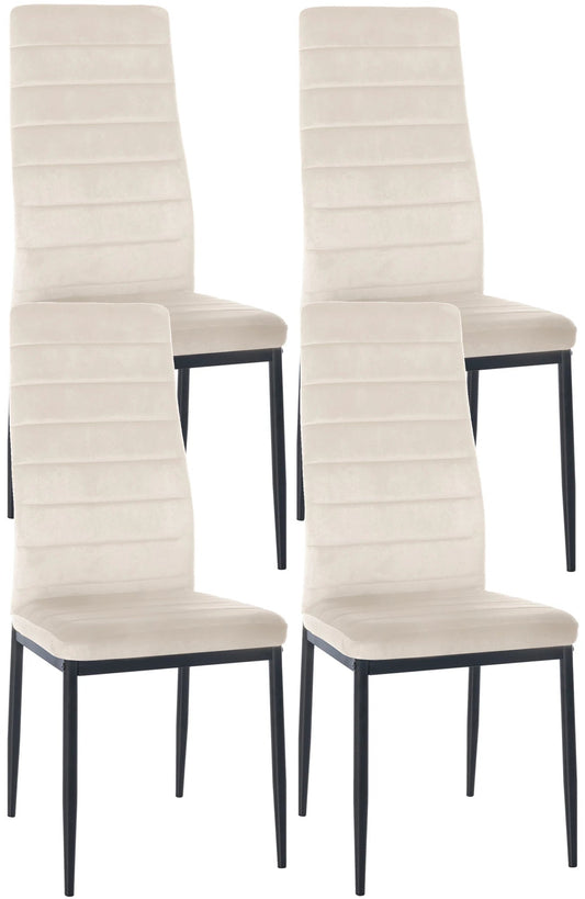 In And OutdoorMatch Eetkamerstoelen Hailie - Crème - Set van 4 - Fluweel - Hoogwaardige bekleding - Luxe eetkamerstoelen - Stijlvolle uitstraling Eetkamerstoel