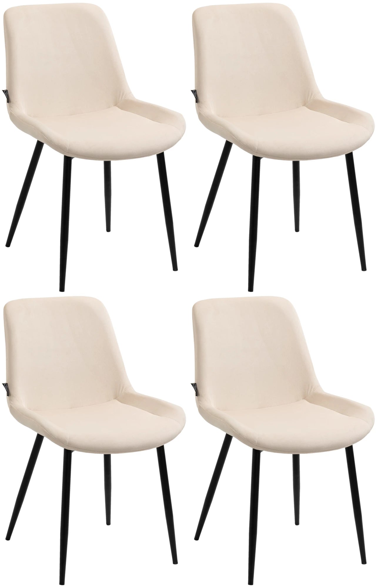 In And OutdoorMatch Eetkamerstoelen Irene - Crème - Set van 4 - Fluweel - Hoogwaardige bekleding - Exclusieve eetkamerstoelen - Stijlvolle uitstraling Eetkamerstoel