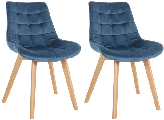 In And OutdoorMatch Eetkamerstoelen Jaimie - Blauw - Set van 2 - Fluweel - Hoge kwaliteit bekleding - Deluxe Eetkamerstoelen - Exclusieve Look Eetkamerstoel