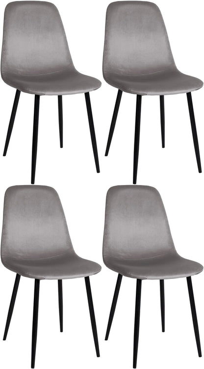 In And OutdoorMatch Eetkamerstoelen Jean - Grijs - Set van 4 - Fluweel - Hoogwaardige bekleding - Stijlvolle eetkamerstoelen - Luxe uitstraling Eetkamerstoel