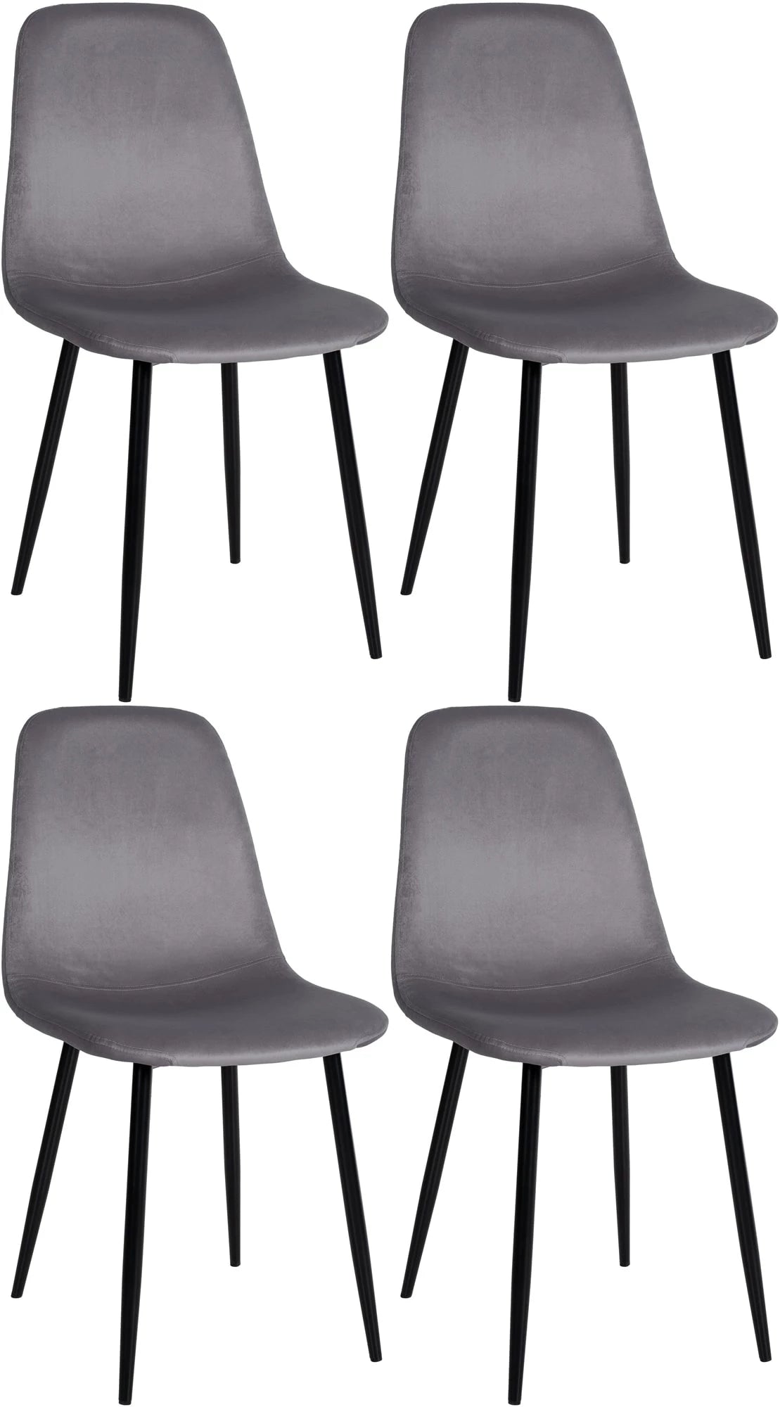 In And OutdoorMatch Eetkamerstoelen Joetta - Grijs - Set van 4 - Fluweel - Hoogwaardige bekleding - Stijlvolle eetkamerstoelen - Luxe uitstraling Eetkamerstoel