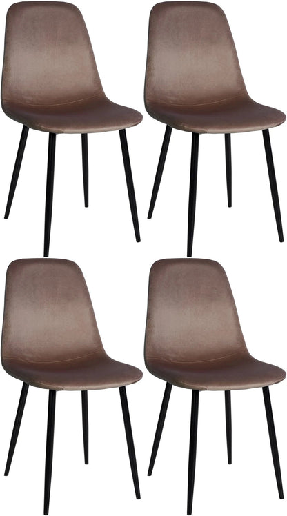 In And OutdoorMatch Eetkamerstoelen Joyce - Bruin - Set van 4 - Fluweel - Hoogwaardige bekleding - Stijlvolle eetkamerstoelen - Luxe uitstraling Eetkamerstoel