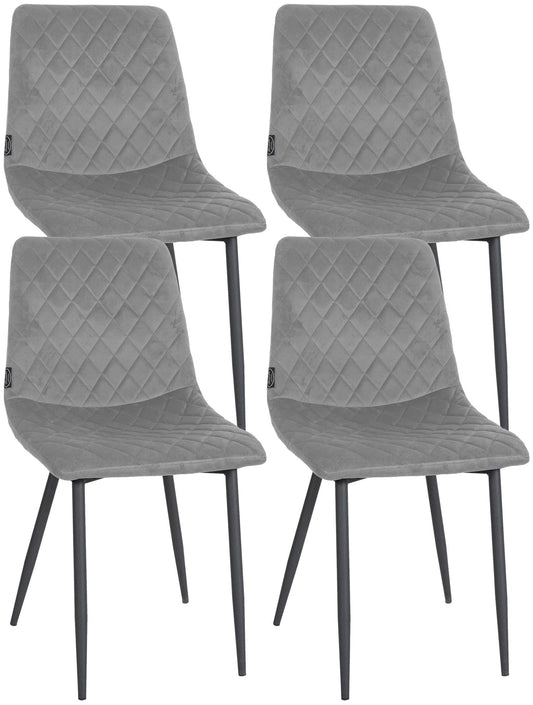 In And OutdoorMatch Eetkamerstoelen Kailyn - Grijs - Set van 4 - Fluweel - Hoogwaardige bekleding - Luxe eetkamerstoelen - Stijlvolle uitstraling Eetkamerstoel