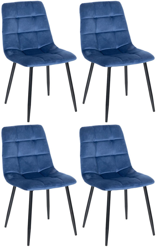 In And OutdoorMatch Eetkamerstoelen Katherine - Blauw - Set van 4 - Fluweel - Hoogwaardige bekleding - Opvallende eetkamerstoel - Stijlvolle eetkamerstoel - Gezellige uitstraling Eetkamerstoel