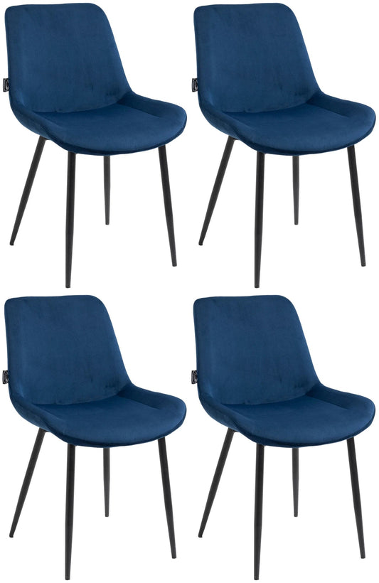 In And OutdoorMatch Eetkamerstoelen Kelli - Blauw - Set van 4 - Fluweel - Hoge kwaliteit bekleding - Deluxe Eetkamerstoelen - Stijlvolle uitstraling Eetkamerstoel