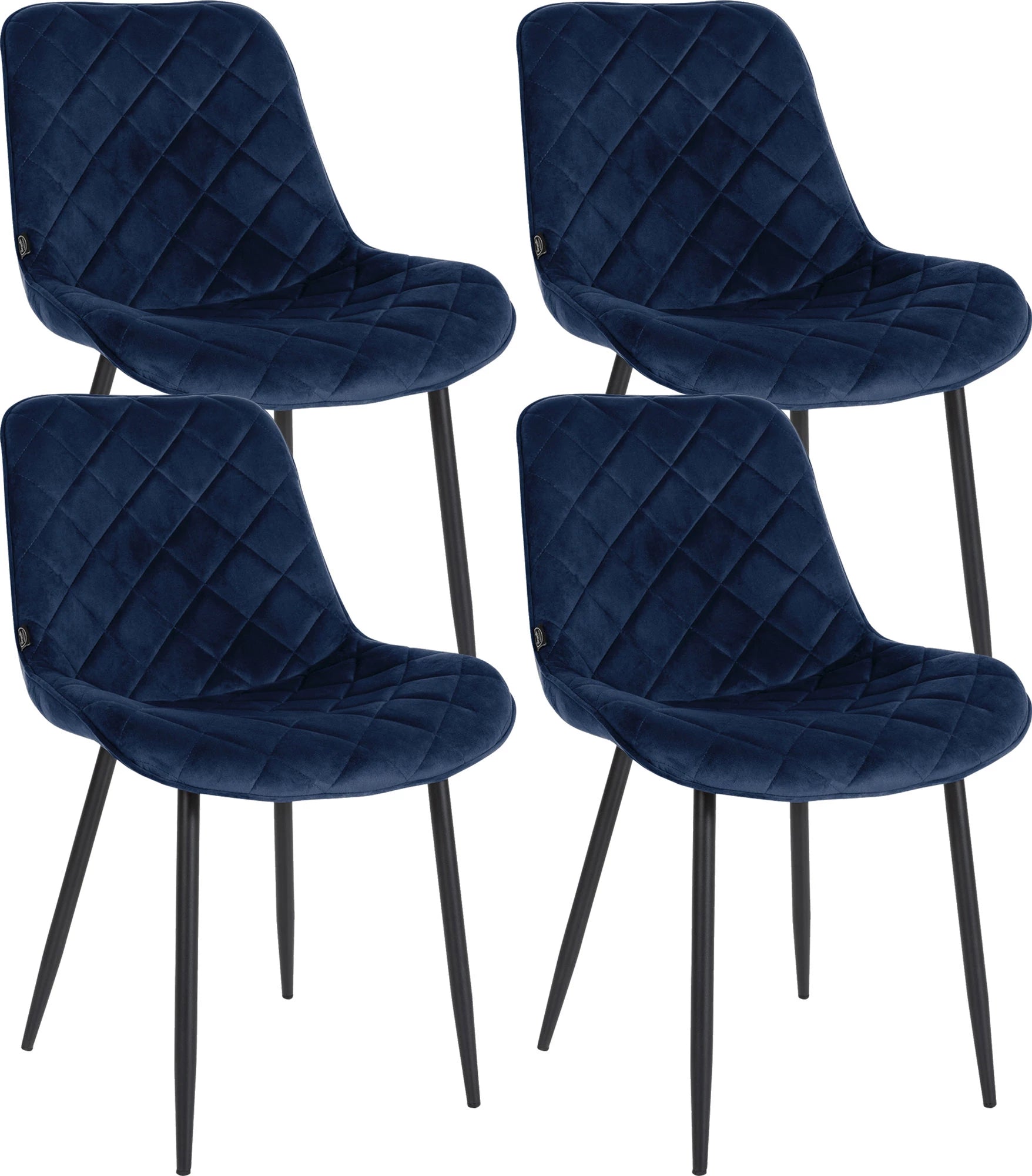 In And OutdoorMatch Eetkamerstoelen Leanne - Blauw - Set van 4 - Fluweel - Hoogwaardige bekleding - Exclusieve eetkamerstoelen - Stijlvolle uitstraling Eetkamerstoel