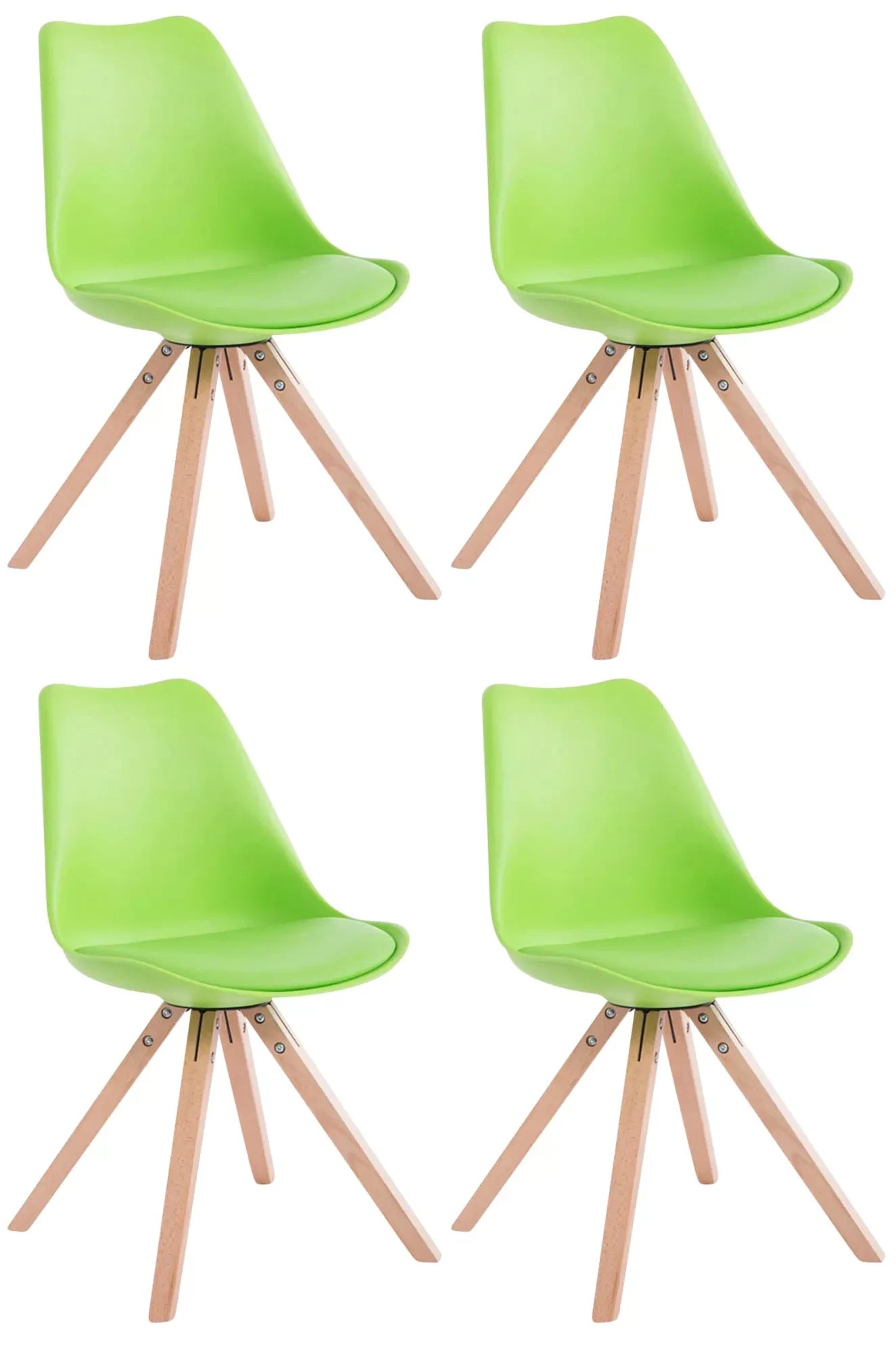 In And OutdoorMatch Eetkamerstoelen Libby - Groen - Zithoogte 48cm - Kuipstoel - Woonkamerstoelen - Bezoekersstoel - Keukenstoelen - Set van 4 Eetkamerstoel