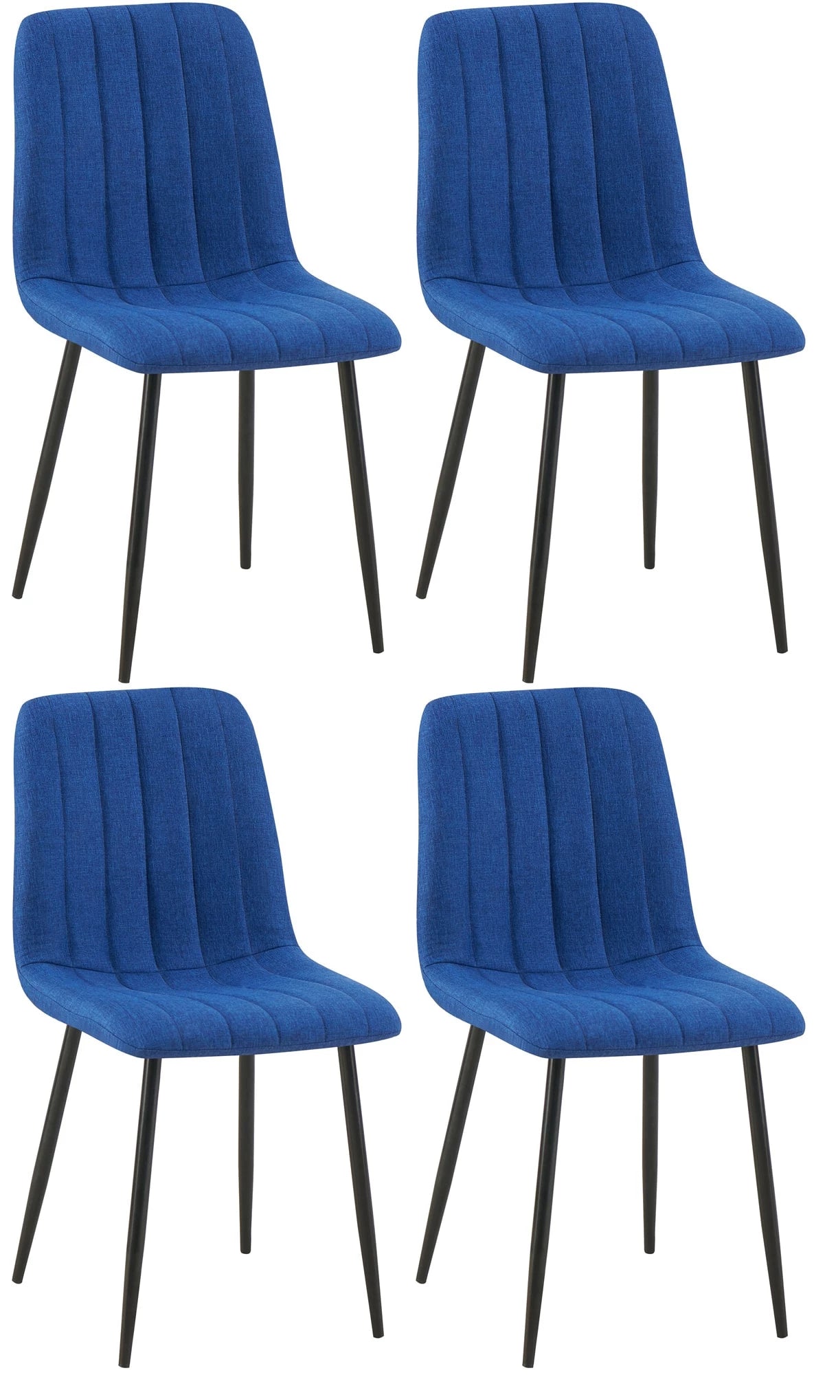 In And OutdoorMatch Eetkamerstoelen Madeline - Blauw - Set van 4 - Stof - Hoge kwaliteit bekleding - Decoratieve eetkamerstoel - Stabiel metalen frame Eetkamerstoel