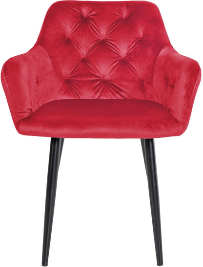 In And OutdoorMatch Eetkamerstoelen Madison - Rood - Set van 2 - Fluweel - Hoogwaardige bekleding - Stijlvolle eetkamerstoelen - Luxe uitstraling Eetkamerstoel