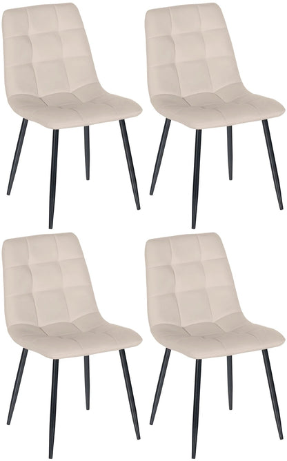 In And OutdoorMatch Eetkamerstoelen Nevil - Crème - Set van 4 - Fluweel - Hoogwaardige bekleding - Stijlvolle eetkamerstoelen - Luxe uitstraling Eetkamerstoel