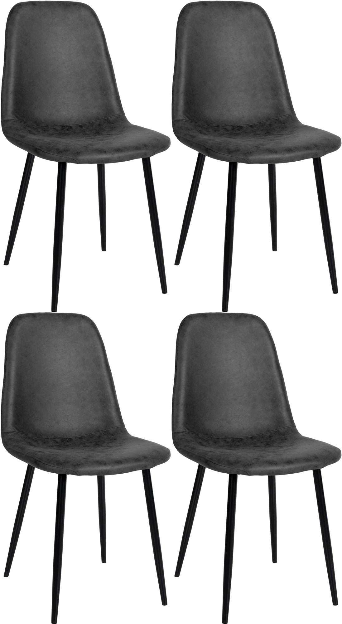 In And OutdoorMatch Eetkamerstoelen Raylene - Grijs - Set van 4 - Kunstleer - Hoogwaardige bekleding - Stijlvolle eetkamerstoelen - Luxe uitstraling Eetkamerstoel