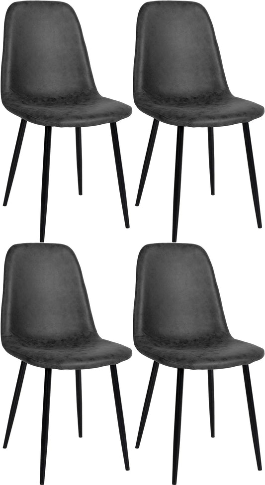 In And OutdoorMatch Eetkamerstoelen Raylene - Grijs - Set van 4 - Kunstleer - Hoogwaardige bekleding - Stijlvolle eetkamerstoelen - Luxe uitstraling Eetkamerstoel