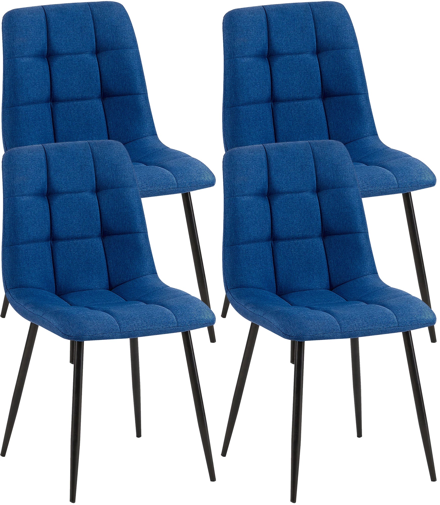 In And OutdoorMatch Eetkamerstoelen Ryleigh - Blauw - Set van 4 - Stof - Hoge kwaliteit bekleding - Luxe eetkamerstoelen - Moderne look Eetkamerstoel