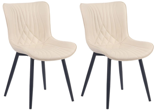 In And OutdoorMatch Eetkamerstoelen Salena - Crème - Set van 2 - Kunstleer - Hoogwaardige bekleding - Stijlvolle eetkamerstoelen - Luxe uitstraling Eetkamerstoel