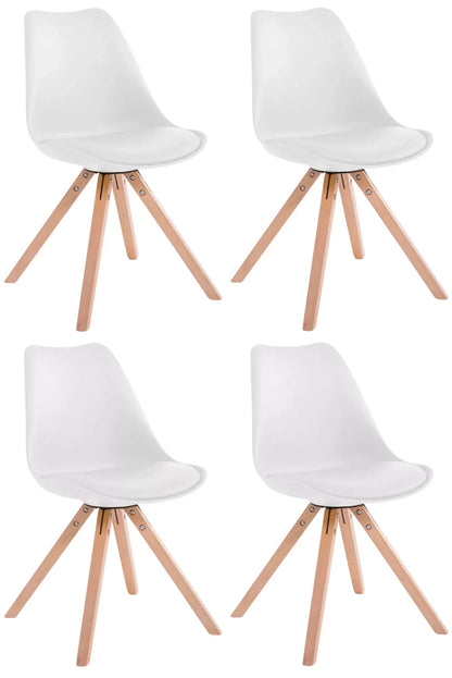 In And OutdoorMatch Eetkamerstoelen modern Toulouse - Wit - Zithoogte 48cm - Kuipstoel - Woonkamerstoelen - Bezoekersstoel - Keukenstoelen - Set van 4 Eetkamerstoel