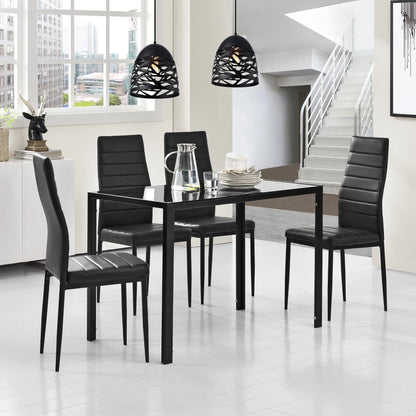 In And OutdoorMatch Eettafel Annabelle - Gehard Glas - 8 mm - 105x60x75 cm - Zwart - Luxe Look Eettafel/ Eetkamertafel