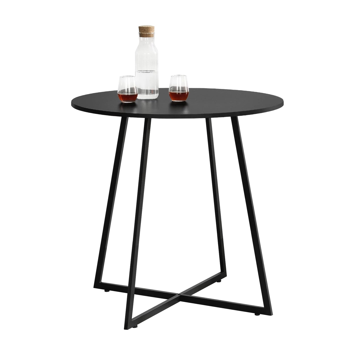 In And OutdoorMatch Eettafel Blaze - Rond - 78x80 cm - Zwart - MDF en Staal - Modern Design Eettafel/ Eetkamertafel