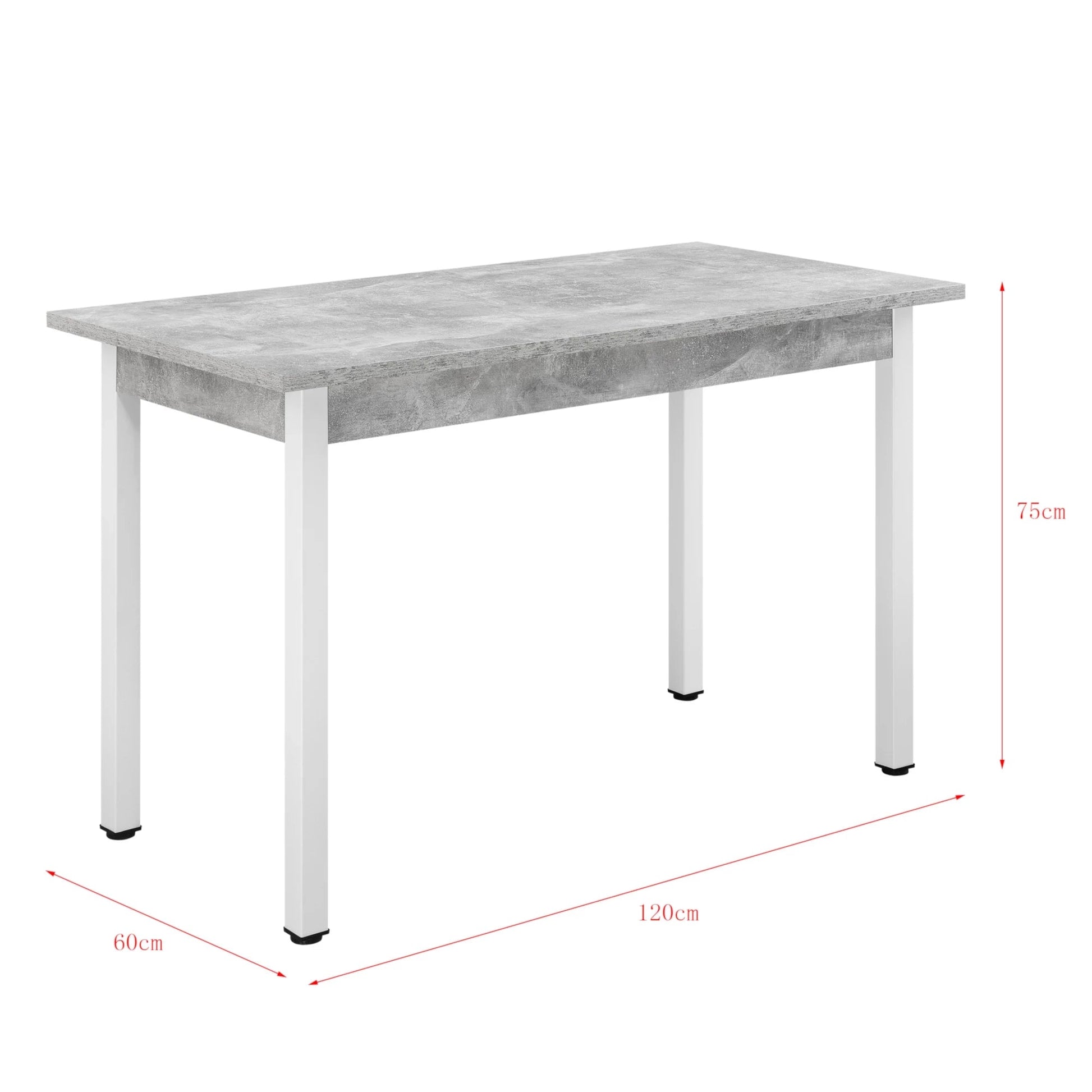 In And OutdoorMatch Eettafel Brianne - 120x60x75 cm - Betonkleurig en Wit - MDF - Stijlvol Design Eettafel/ Eetkamertafel