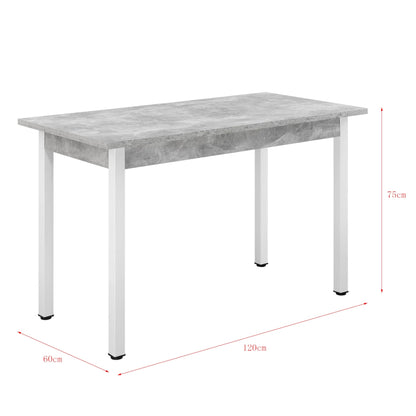 In And OutdoorMatch Eettafel Brianne - 120x60x75 cm - Betonkleurig en Wit - MDF - Stijlvol Design Eettafel/ Eetkamertafel