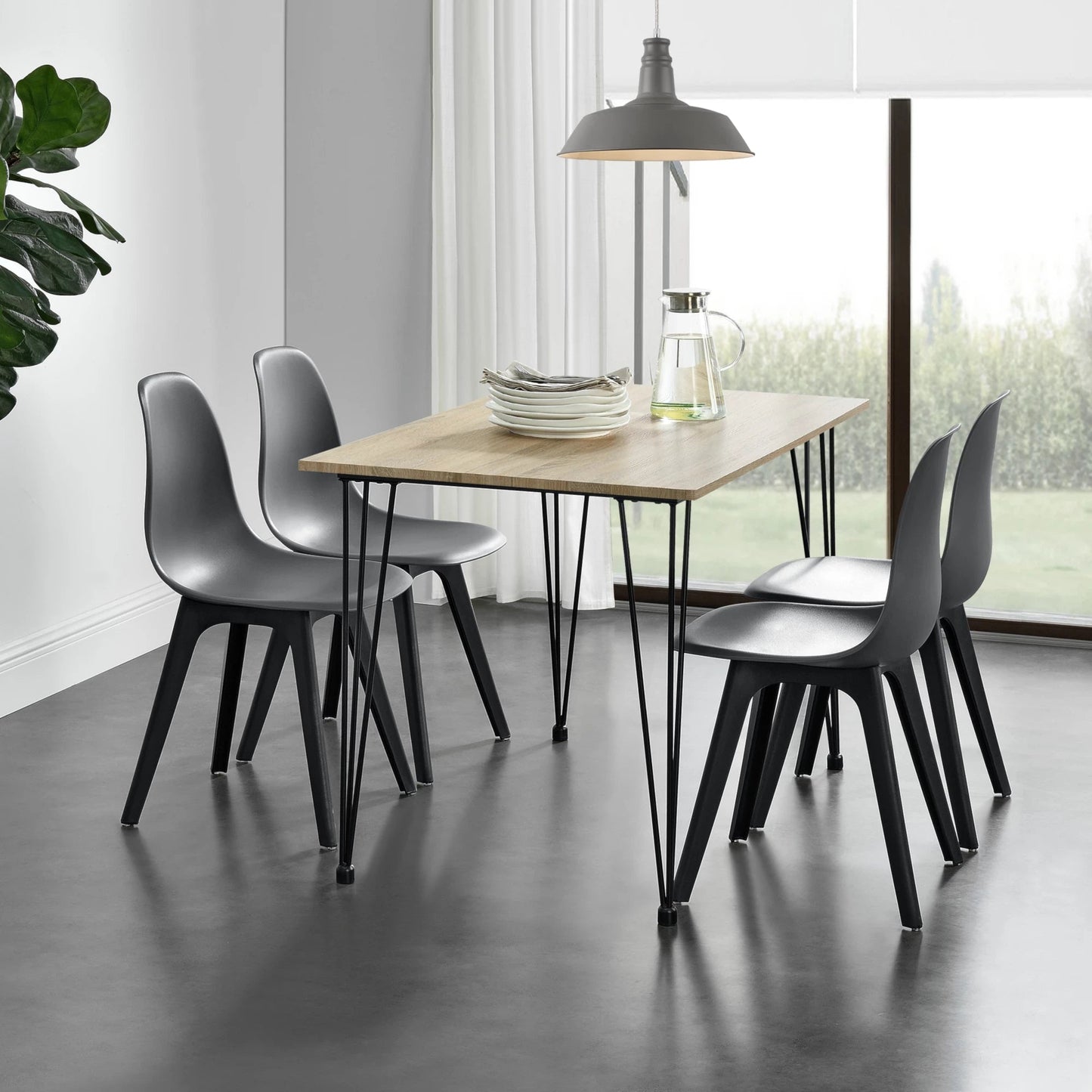 In And OutdoorMatch Eettafel Fulvia - 120x70x75 cm - MDF en Staal - Eikenkleurig - Elegante en Minimalistische Tafel Eettafel/ Eetkamertafel