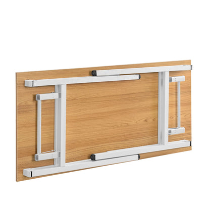 In And OutdoorMatch Eettafel Jaycee - Bureau - 120x60x75 - 76,4 cm - Opvouwbaar - Verstelbaar - Beuken en Wit - Modern Design Eettafel/ Eetkamertafel