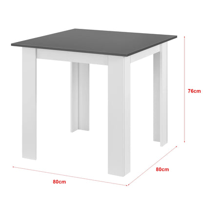 In And OutdoorMatch Eettafel Maribel - Vierkant - 80x80x76 cm - Donkergrijs en Wit - Modern Design Eettafel/ Eetkamertafel