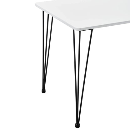 In And OutdoorMatch Eettafel Veinno - 120x70x75 cm - MDF en Staal - Wit - Elegante en Minimalistische Tafel Eettafel/ Eetkamertafel