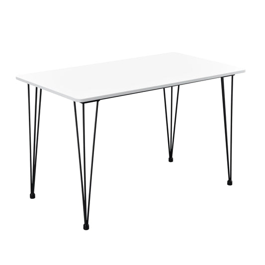 In And OutdoorMatch Eettafel Veinno - 120x70x75 cm - MDF en Staal - Wit - Elegante en Minimalistische Tafel Eettafel/ Eetkamertafel