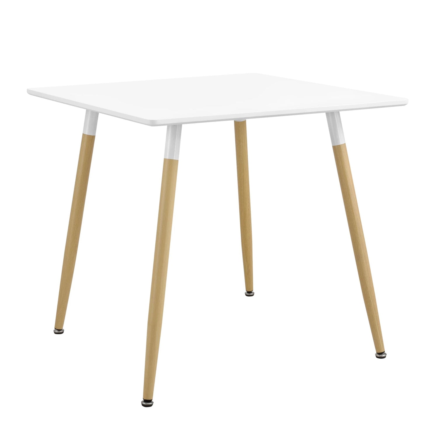 In And OutdoorMatch Eettafel Vierkant Ferne - MDF en Staal - 80x80x74 cm - Modern Design - Wit en Houtkleurig Eettafel/ Eetkamertafel