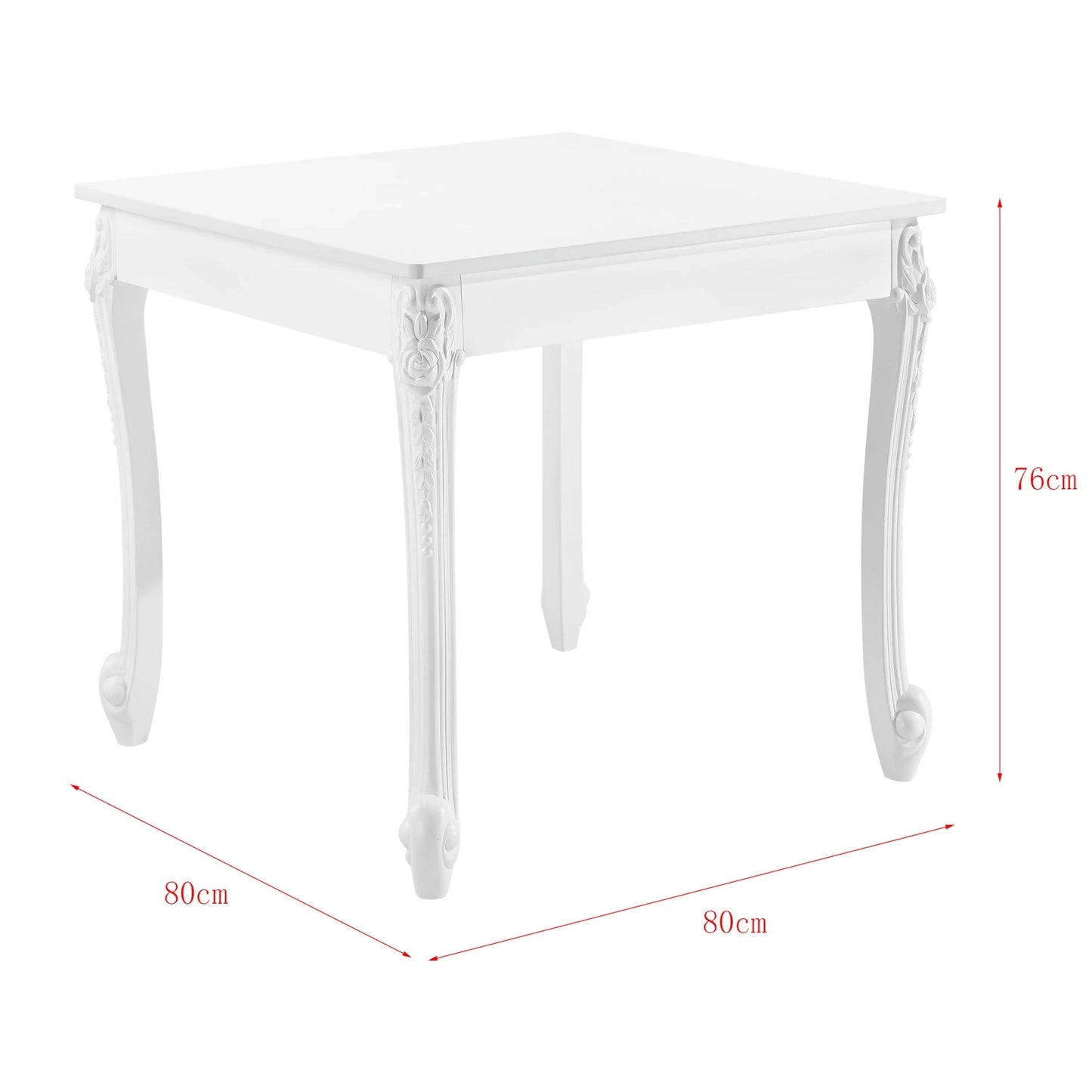 In And OutdoorMatch Eettafel Vinnie - 80x80x76 cm - Landelijk Vierkant - MDF - Wit - Stijlvolle uitstraling Eettafel/ Eetkamertafel