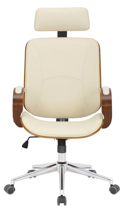 In And OutdoorMatch Fabia Bureaustoel Ashlee - Creme - Op wielen - Kunstleer - Voor volwassenen - Ergonomische bureaustoel - In hoogte verstelbaar 45-52cm Bureaustoel