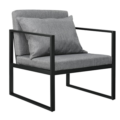 In And OutdoorMatch Fauteuil Alycia - Met Kussens - 70x60x60 cm - Set van 2 - Donkergrijs - Luxe Design Garden Chair