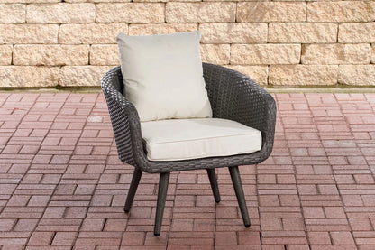 In And OutdoorMatch Fauteuil Ness - Crèmewit en Donkergrijs - 40 cm - Weerbestendig - Polyrattan en aluminium - Scandinavische stijl - Hoogwaardige bekleding - Voor binnen en buiten Garden Chair