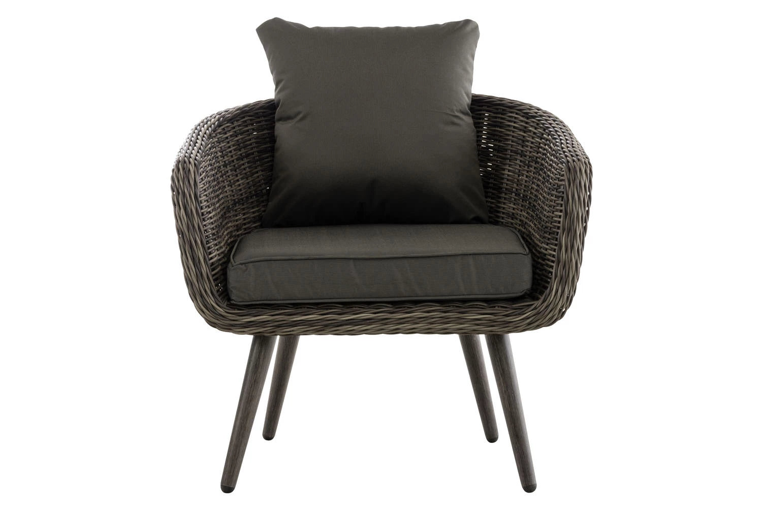 In And OutdoorMatch Fauteuil Ronnie - Donkergrijs - 40 cm - Weerbestendig - Polyrattan en aluminium - Scandinavische stijl - Hoogwaardige bekleding - Voor binnen en buiten Garden Chair