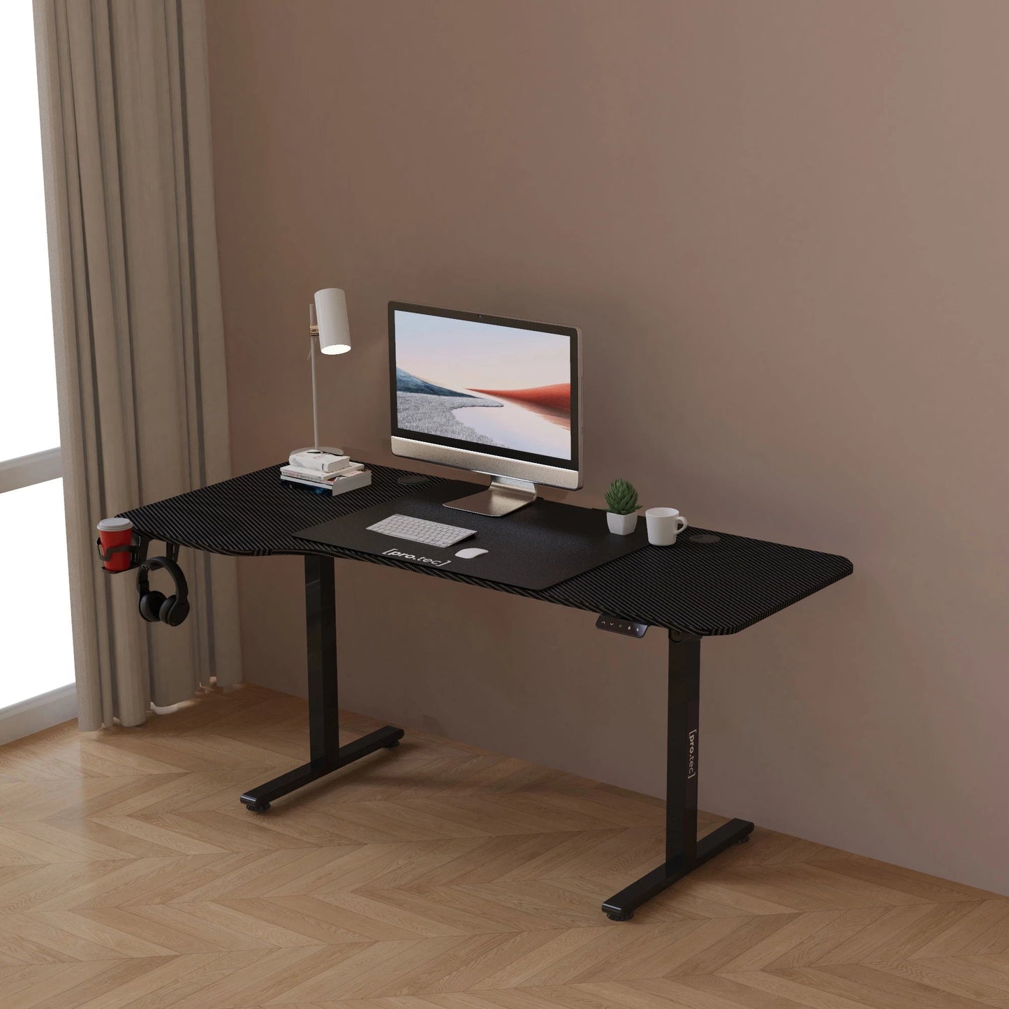 In And OutdoorMatch Game Desk Georgie - Zitbureau - Sta bureau - Elektrisch - 160x60/75cm - Zwart - Geheugenfunctie Desk