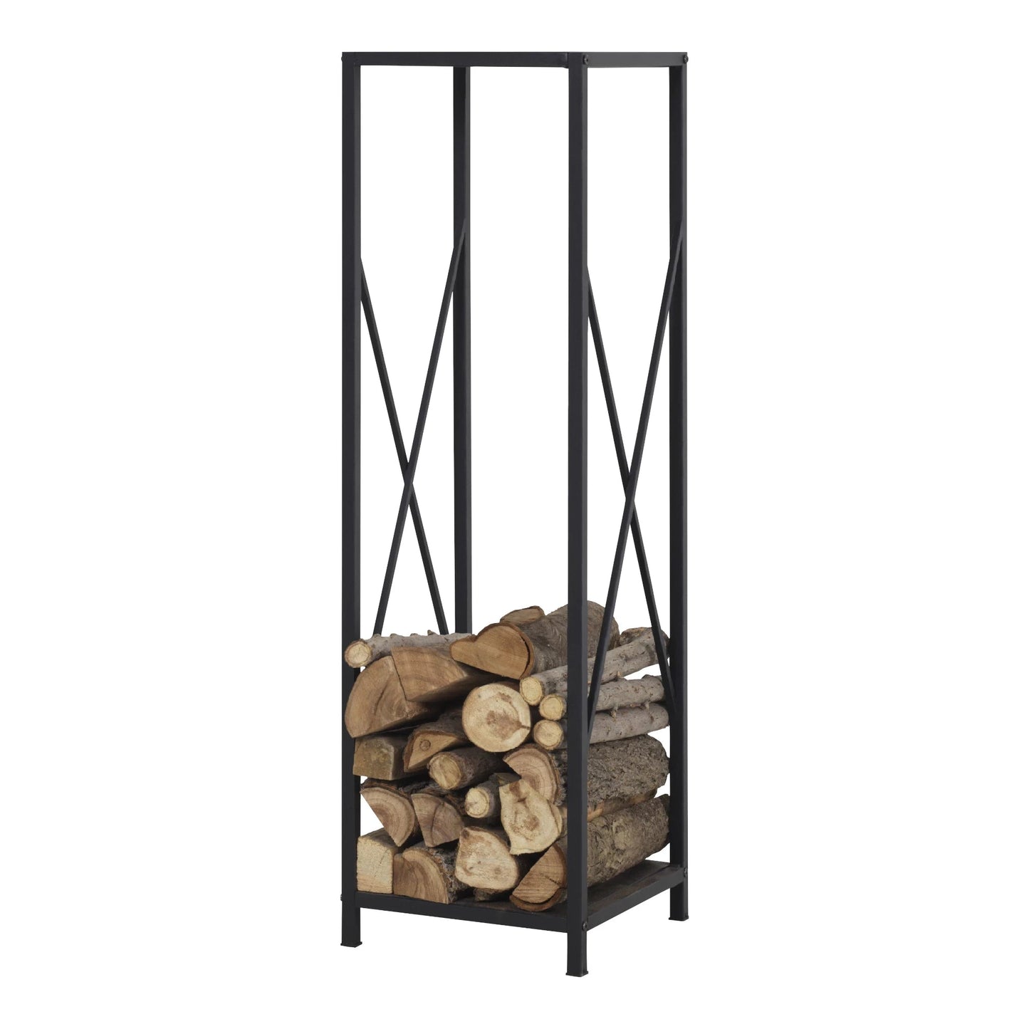 In And OutdoorMatch Haardhoutrek Jacks - Houtopslag 35x35x120 cm zwart Houtrek