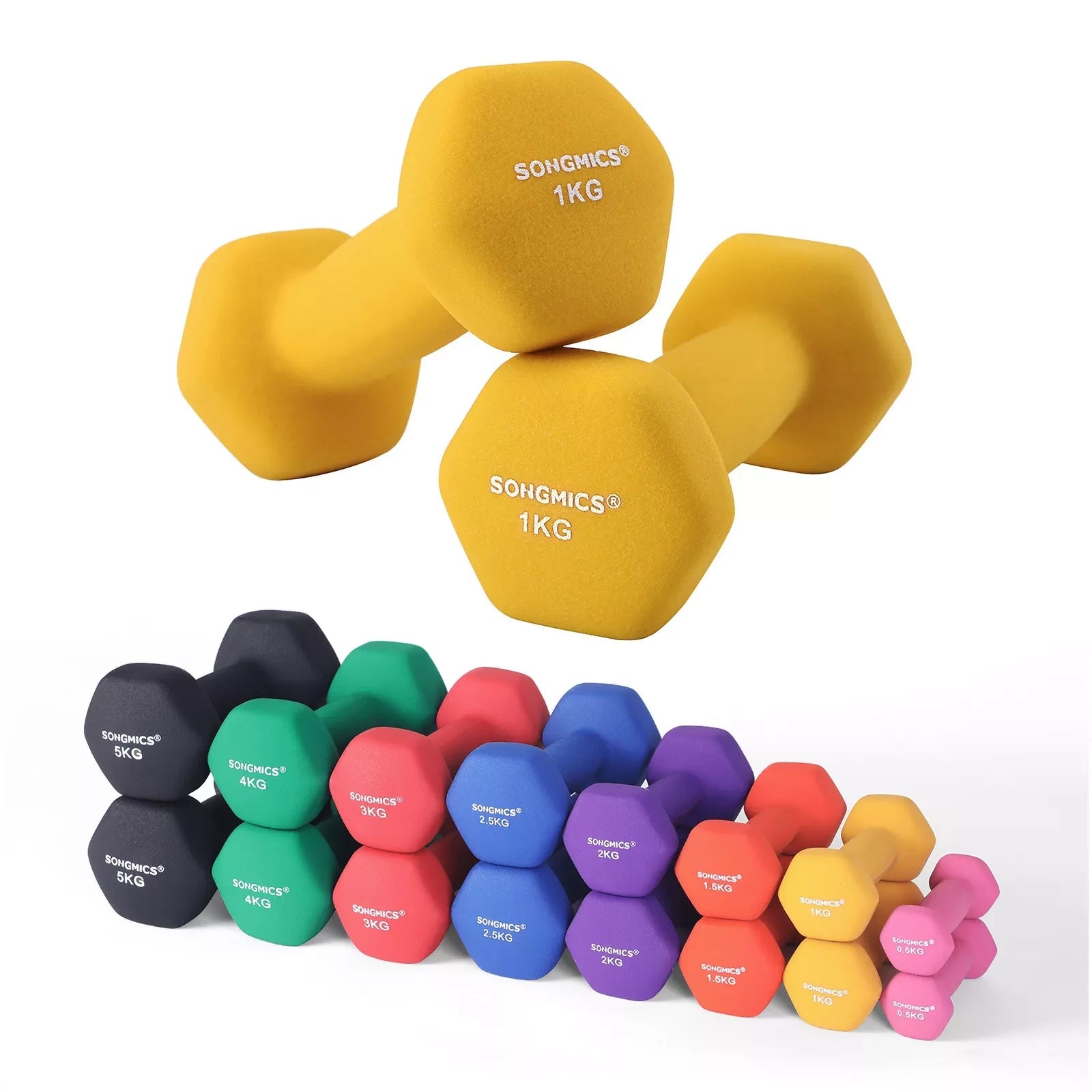 In And OutdoorMatch Halterset Geel Lenore - Halterset - Gewichten - 2x1kg Dumbell set