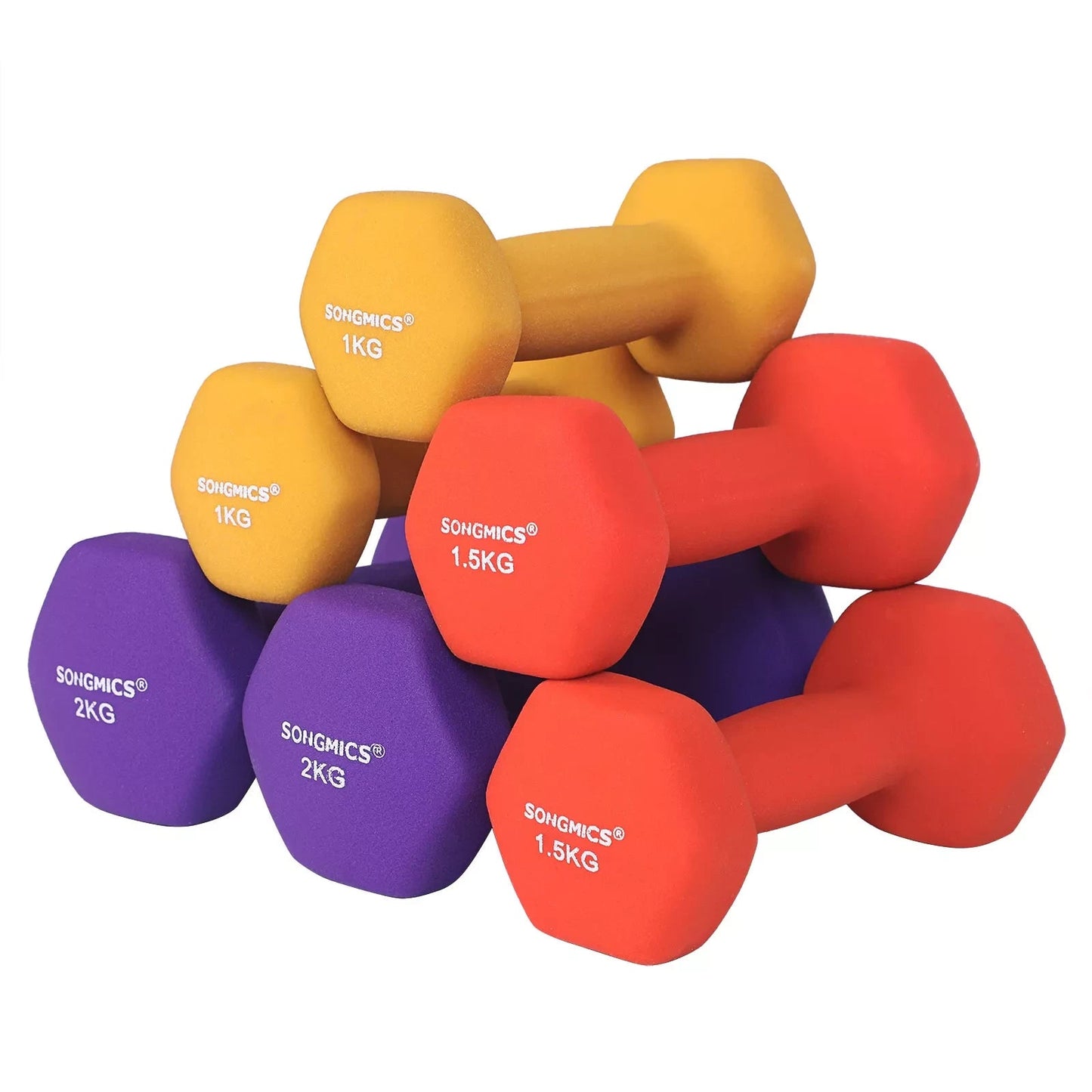 In And OutdoorMatch Halterset Junus - Halterset - Gewichten - 2x1kg, 2x1,5kg, 2x2kg Dumbell set