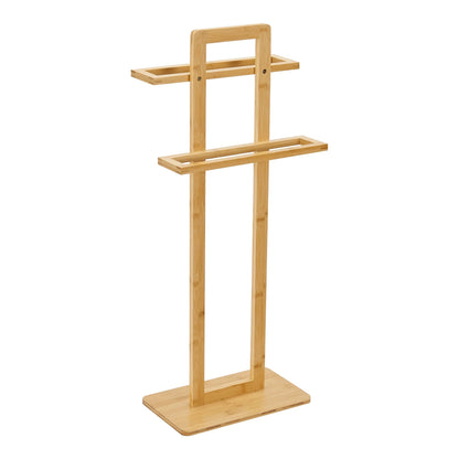 In And OutdoorMatch Handdoekrek Floki - 85x335x20 cm - Bamboe - Houtkleurig - 2 Handdoekrekken towel rack