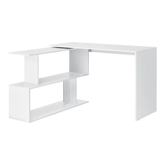 In And OutdoorMatch Hoekbureau Cristal - Met Open Kast - 120x50x76,5 cm - Wit - Spaanplaat - Modern Design Desk