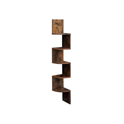 In And OutdoorMatch Hoekkast Clark - Hoekmeubel - Boekenkast en decoratie - 5 legplanken - Bruin - 20x20x127cm Wandplank