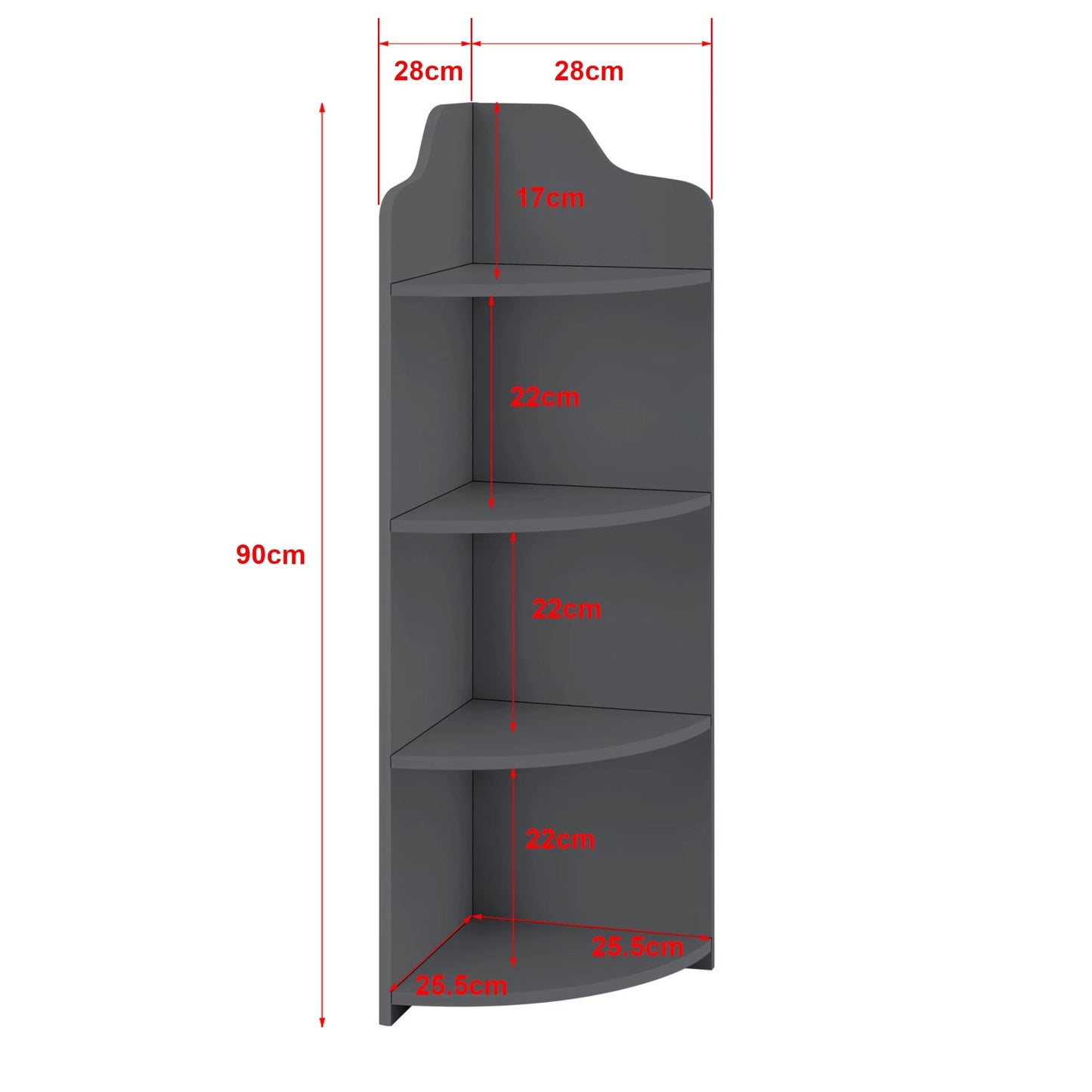 In And OutdoorMatch Hoekkast Florida - Met 4 Vakken - 90x28x28 cm - Donkergrijs - Stijlvol Design Kast