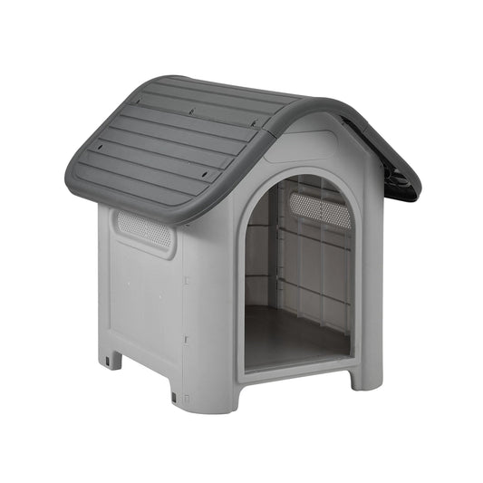 In And OutdoorMatch Hondenkennel Zico - Hondenhok - Kattenhuis - PVC - 75x59x66 cm - Grijs en Zwart Honden Bench