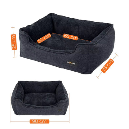 In And OutdoorMatch Hondenkussen Jerry - 90x75cm - Soft Pluche - Donkergrijs - Hondenmand - Pluche - Orthopedische Hondenkussens Honden bed